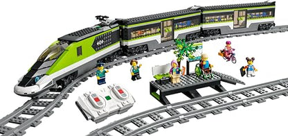 LEGO City Trains - Personen-Schnellzug -Ferngesteuertem Zug mit funktionierenden Scheinwerfern, 2 Waggons, 24 Gleisstücken & 6 Minifiguren – Geschenk für Jungen & Mädchen ab 7 Jahren - 60337