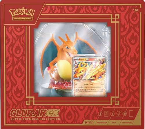 Pokémon-Sammelkartenspiel: Super-Premium-Kollektion Glurak-ex (3 holografische Promokarten, 1 Kartendisplay-Figur & 10 Boosterpacks)