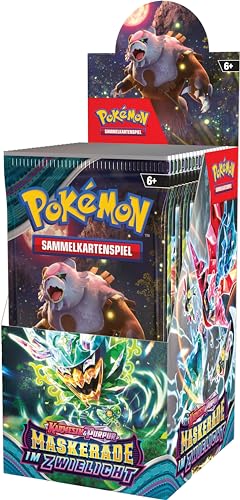 Pokémon-Sammelkartenspiel: Boosterpack-Display-Box Karmesin & Purpur – Maskerade im Zwielicht (18 Boosterpacks)