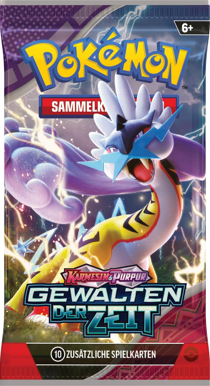 Pokémon-Sammelkartenspiel: Boosterpack-Display-Box Karmesin & Purpur – Gewalten der Zeit (18 Boosterpacks)