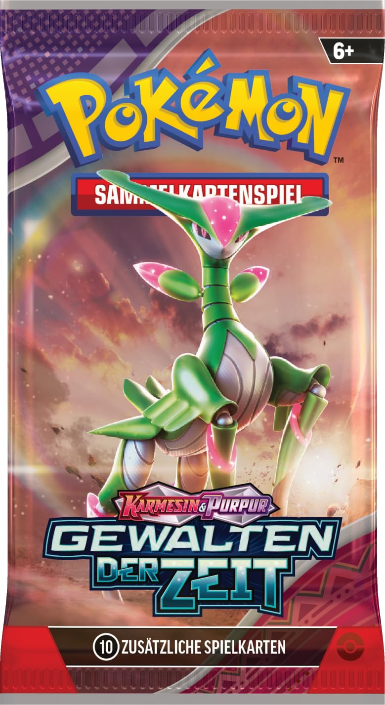 Pokémon-Sammelkartenspiel: Boosterpack-Display-Box Karmesin & Purpur – Gewalten der Zeit (18 Boosterpacks)