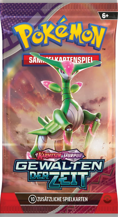 Pokémon-Sammelkartenspiel: Boosterpack-Display-Box Karmesin & Purpur – Gewalten der Zeit (18 Boosterpacks)