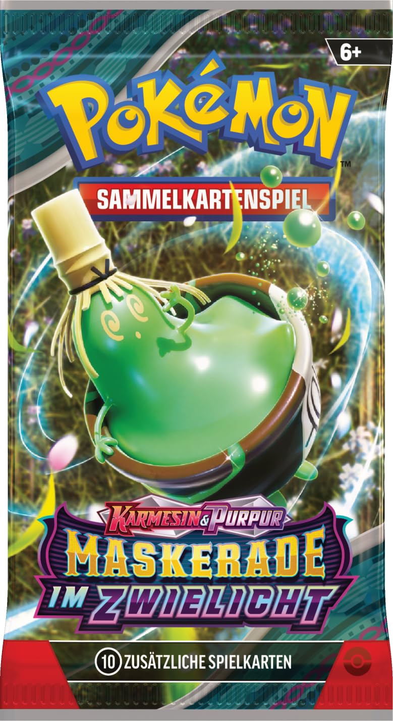 Pokémon-Sammelkartenspiel: Boosterpack-Display-Box Karmesin & Purpur – Maskerade im Zwielicht (18 Boosterpacks)