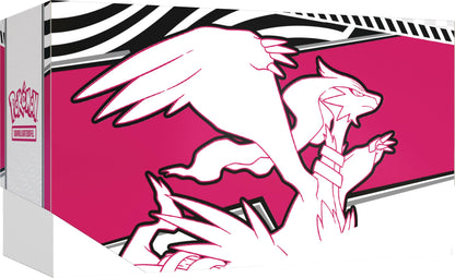 Pokémon-Sammelkartenspiel: Top-Trainer-Box Karmesin & Purpur – Weiße Flammen: Reshiram (1 Vollbild-Promokarte mit Boreos, 9 Boosterpacks & Premium-Zubehör)