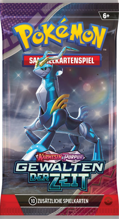 Pokémon-Sammelkartenspiel: Boosterpack-Display-Box Karmesin & Purpur – Gewalten der Zeit (18 Boosterpacks)