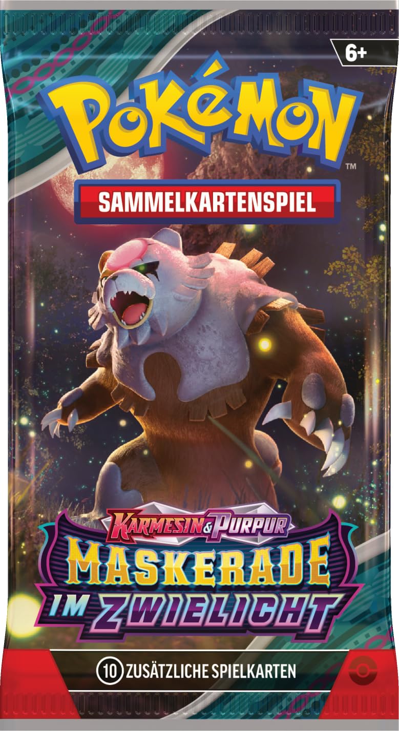 Pokémon-Sammelkartenspiel: Boosterpack-Display-Box Karmesin & Purpur – Maskerade im Zwielicht (18 Boosterpacks)