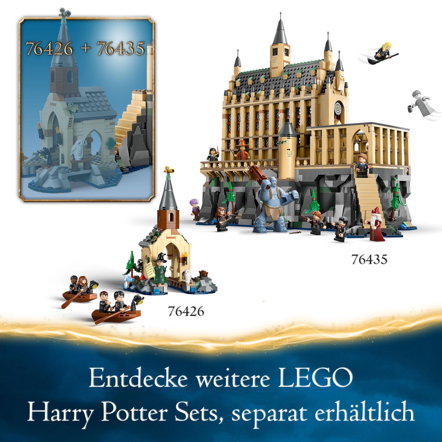 LEGO Harry Potter Schloss Hogwarts: Die Große Halle, Zauberer-Spielzeug zum Sammeln, mit 11 Minifiguren, darunter auch Hermine Granger, magisches Geschenk für Jungen und Mädchen 76435