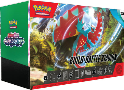 Pokémon-Sammelkartenspiel: Build & Battle Stadion Karmesin & Purpur – Paradoxrift (2 Decks, 11 Boosterpacks & mehr)