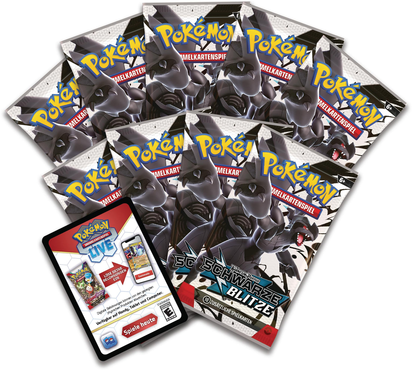 Pokémon-Sammelkartenspiel: Top-Trainer-Box Karmesin & Purpur – Schwarze Blitze: Zekrom (1 Vollbild-Promokarte mit Voltolos, 9 Boosterpacks & Premium-Zubehör)