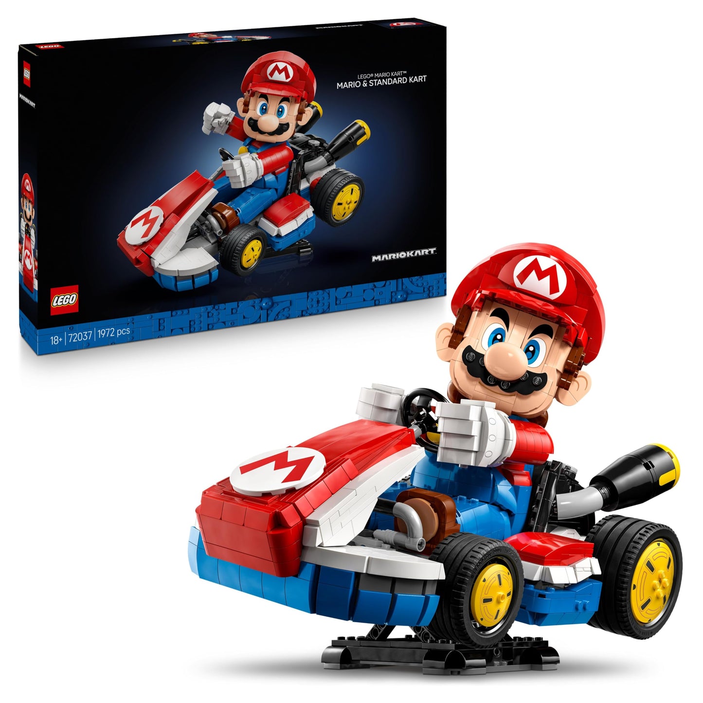 LEGO Super Mario: Mario Kart: Mario & Standard-Kart – Nintendo Figur und baubares Auto für Gaming-Fans – Sammlerstück für Erwachsene Gamer und Fans von Videospielen 72037