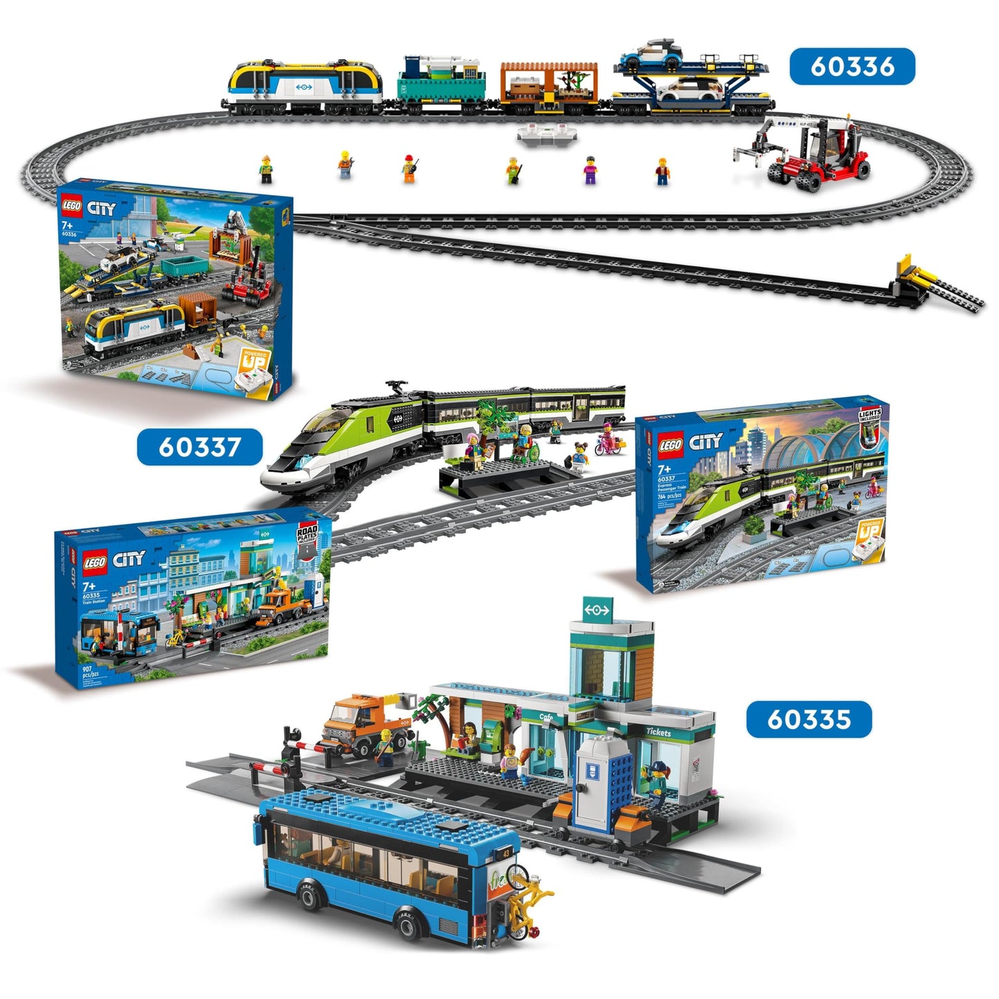 LEGO City Trains - Personen-Schnellzug -Ferngesteuertem Zug mit funktionierenden Scheinwerfern, 2 Waggons, 24 Gleisstücken & 6 Minifiguren – Geschenk für Jungen & Mädchen ab 7 Jahren - 60337