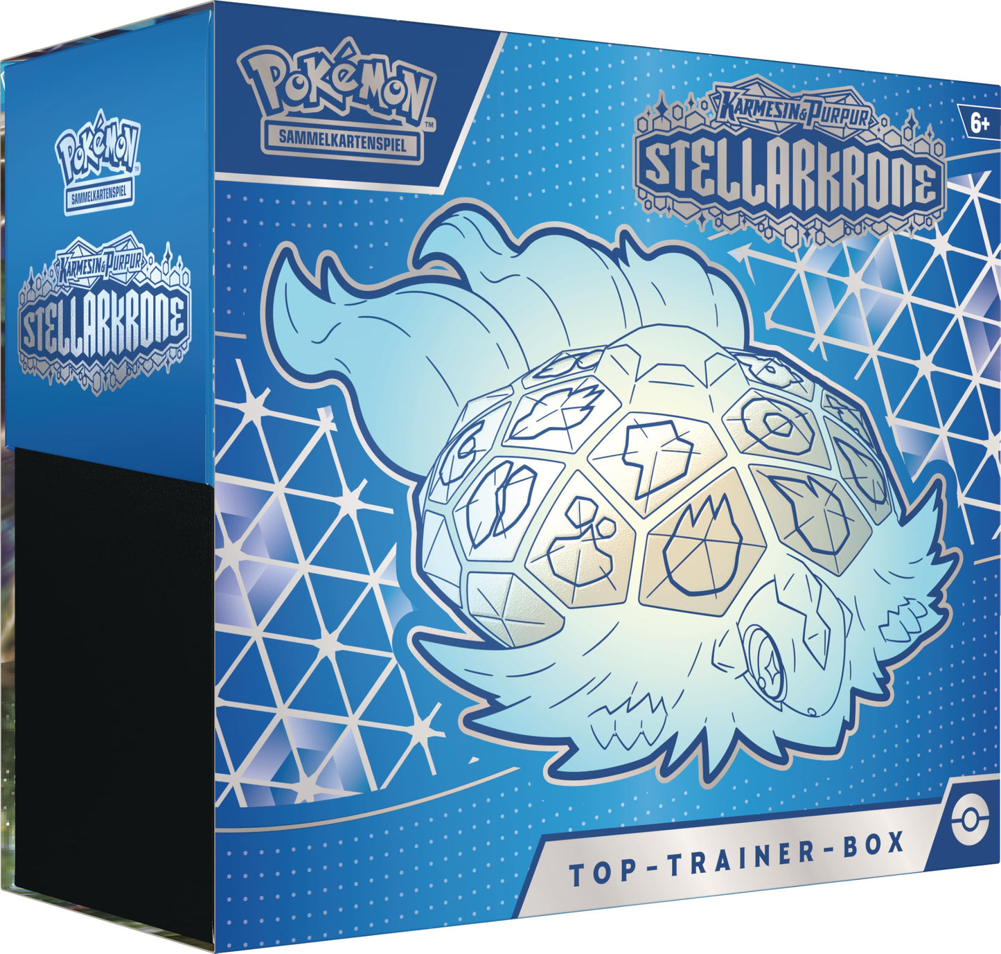 Pokémon-Sammelkartenspiel: Top-Trainer-Box Karmesin & Purpur – Stellarkrone (1 Vollbild-Promokarte, 9 Boosterpacks & Premium-Zubehör)