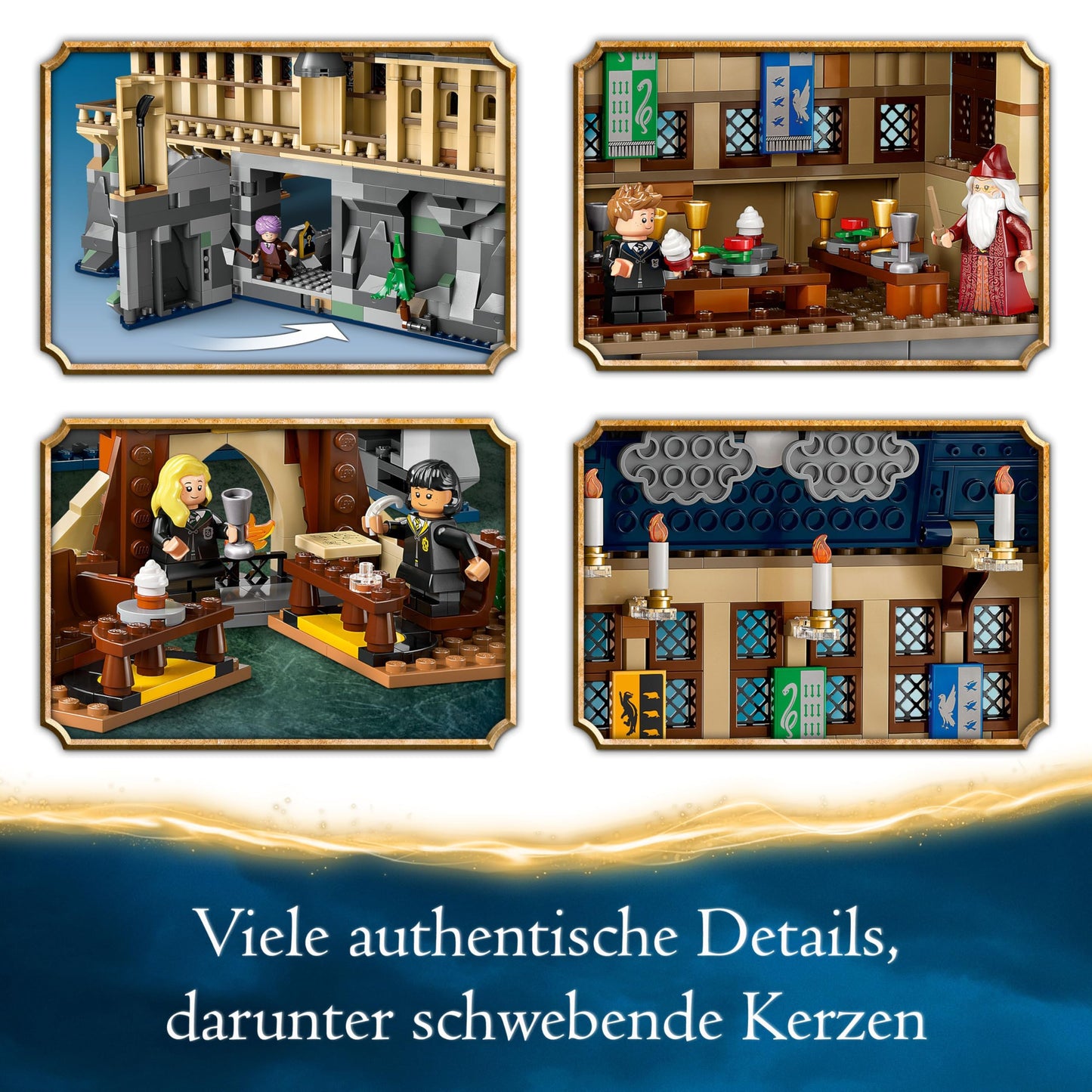LEGO Harry Potter Schloss Hogwarts: Die Große Halle, Zauberer-Spielzeug zum Sammeln, mit 11 Minifiguren, darunter auch Hermine Granger, magisches Geschenk für Jungen und Mädchen 76435